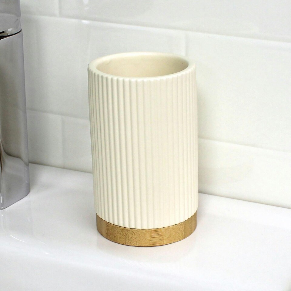 image 1 of Showerdrape Bondi Cream 3 Piece Bathroom Accessory Set
