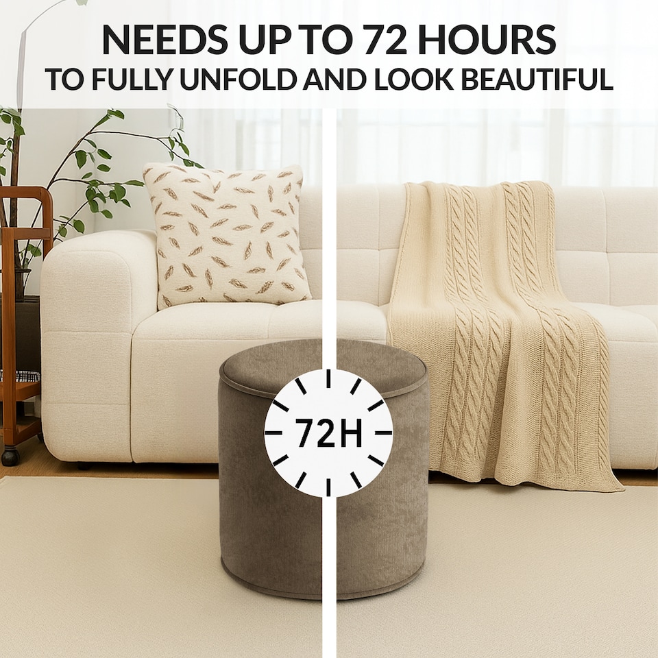 image 1 of Round Shape Velvet Bean Bag Pouffe Foot Rest - 40cm  Mink