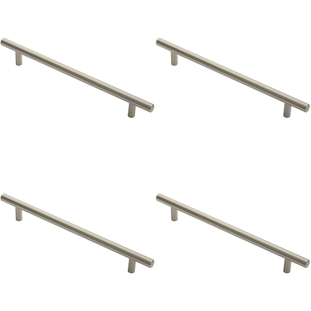 Loops 4x Round T Bar Cabinet Pull Handle 252 x 12mm 192mm Fixing Centres Satin Nickel in Metallics