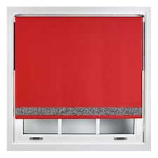 FURNISHED Thermal Blackout Roller Blinds with Glitter Edge - (W)45cm x (L)210cm | Red | Red | (W) 45cm x (L) 210cm