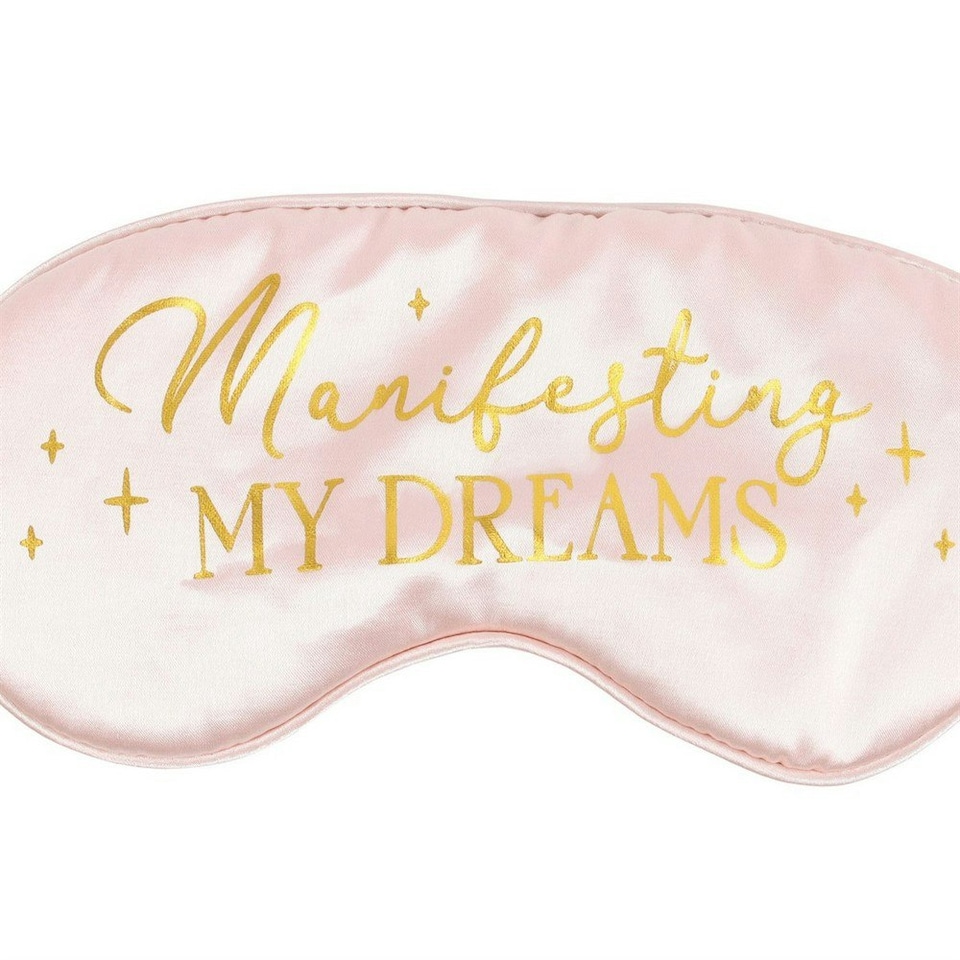 image 1 of Something Different Manifesting My Dreams Satin Sleep Mask - Pink/Gold - One Size