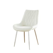 Furniturebox 2x Pesaro Cream Velvet Silver Leg Luxury Dining Chairs
