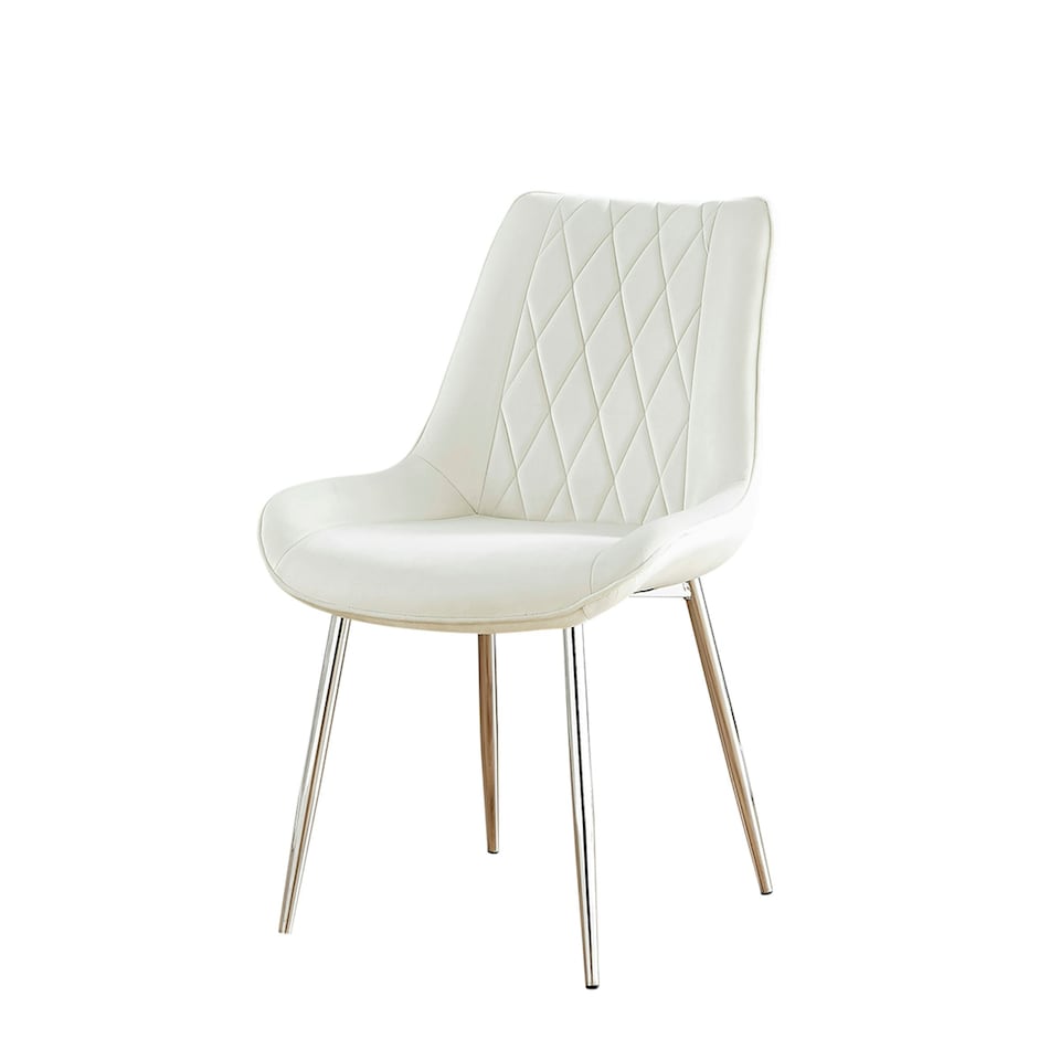 image 1 of Furniturebox 2x Pesaro Cream Velvet Silver Leg Luxury Dining Chairs