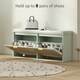 image 5 of HOMCOM Boho Shoe Bench with Padded Seat and 2 Flip-Drawers Green