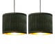 image 1 of Set of 2 Sundance - Dark Green Velvet Pleated 25cm Lamp Shades with Gold Inner | Green | Gold | Medium | 2