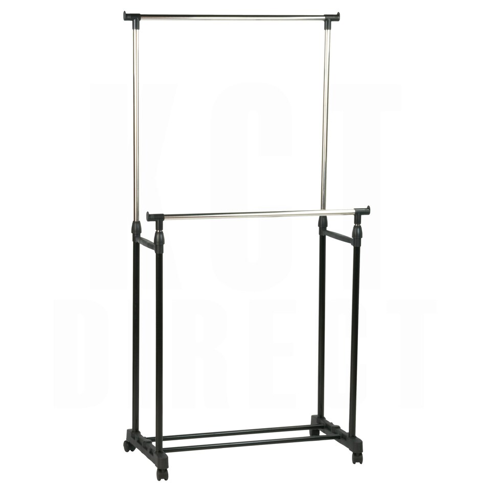 image 1 of KCT Adjustable Double Clothes Rack on Wheels Black | Silver | One Size