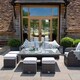 image 1 of Classic Rattan 8 Seater Sofa Set with Rising Dining Table in Stone