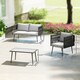 image 3 of Outsunny 4 Piece Outdoor Garden Furniture Set with Cushions, 4 Seater Garden Sofa Set with Loveseat, Armchairs and Faux Marble Top Table, Outdoor Furniture Set for Patio, Conservatory, Light Grey
