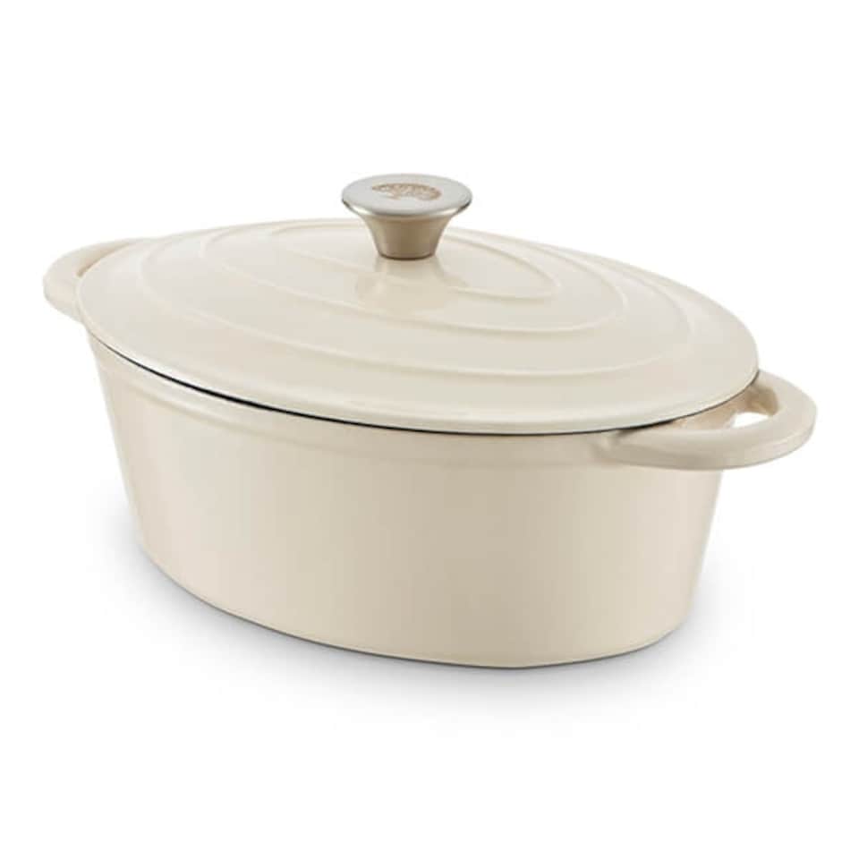 image 1 of Barbary & Oak 29cm Oval Casserole Cast Iron Camembert Cream