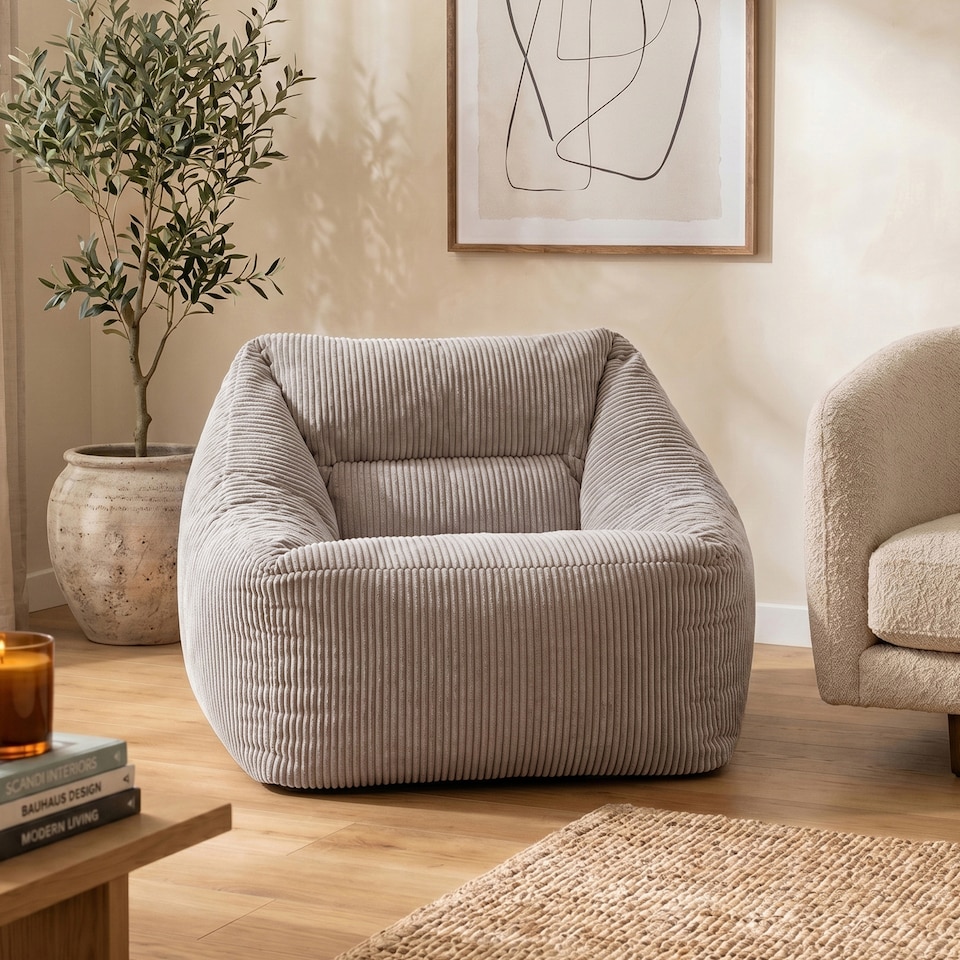 image 1 of Natalia Large Beanbag Corduroy Light Grey | Grey | Light Grey | XL | 1