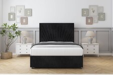 Sloomy Somerset Black Naples Divan Bed With Mattress No Drawers With 54" Floor Standing Headboard 4' Small Double | Black | Black | Small Double | 1