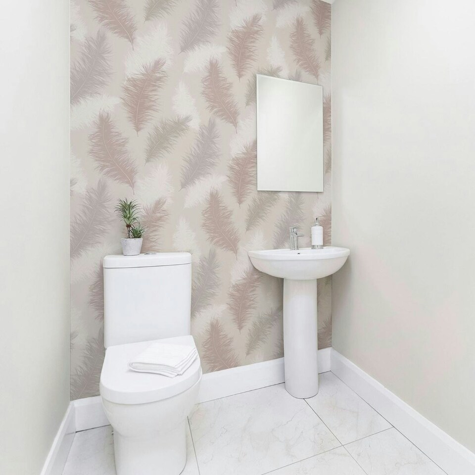 image 1 of Arthouse Sussurro Feather Wallpaper - Pink - 10m x 0.5m Pink