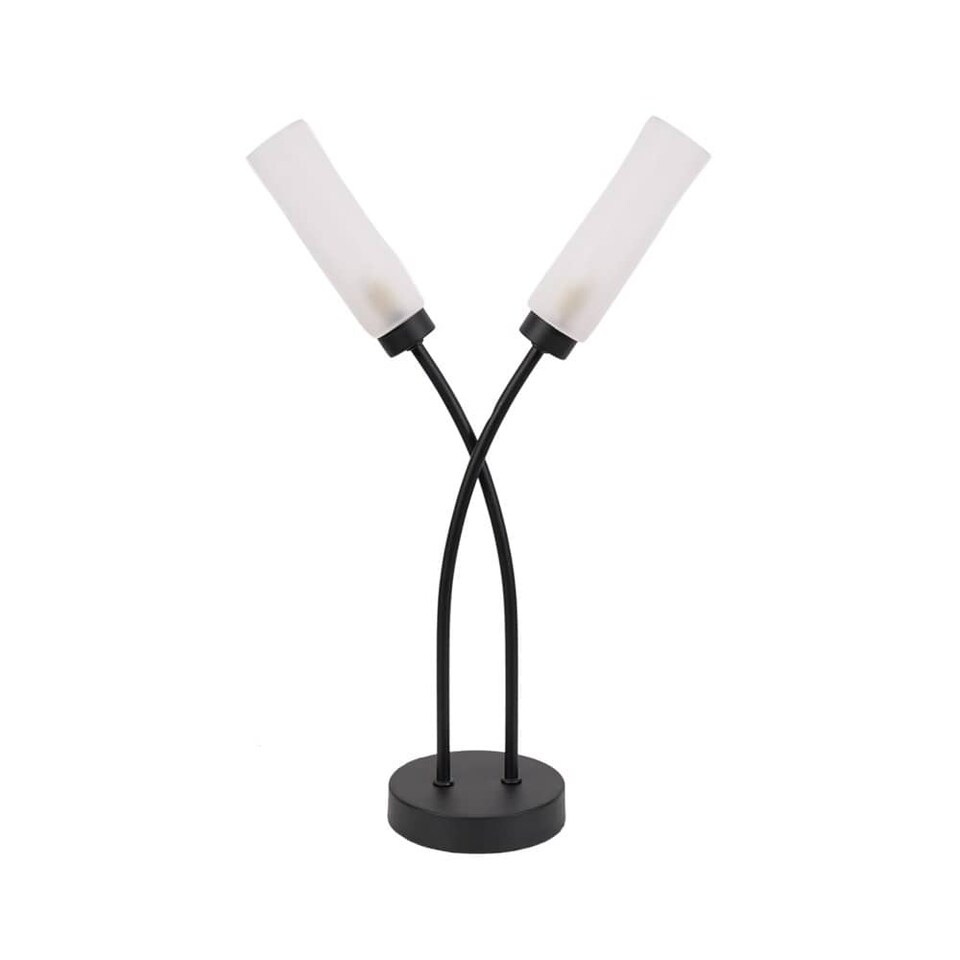 image 1 of ValueLights Maya Matte Black 2 Way Curved Cross Over Table Lamp | Black