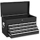 image 1 of HOMCOM 6 Drawer Tool Chest, Lockable Metal Tool Box with Top Case, Ball Bearing Runners, Portable Toolbox, 600mm x 260mm x 340mm, Black | Black