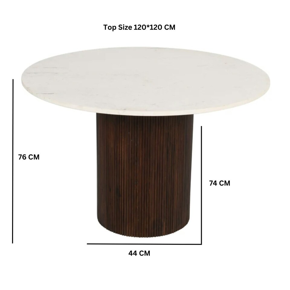 image 1 of Ruby Mango Wood Dining Table Round With Marble Top