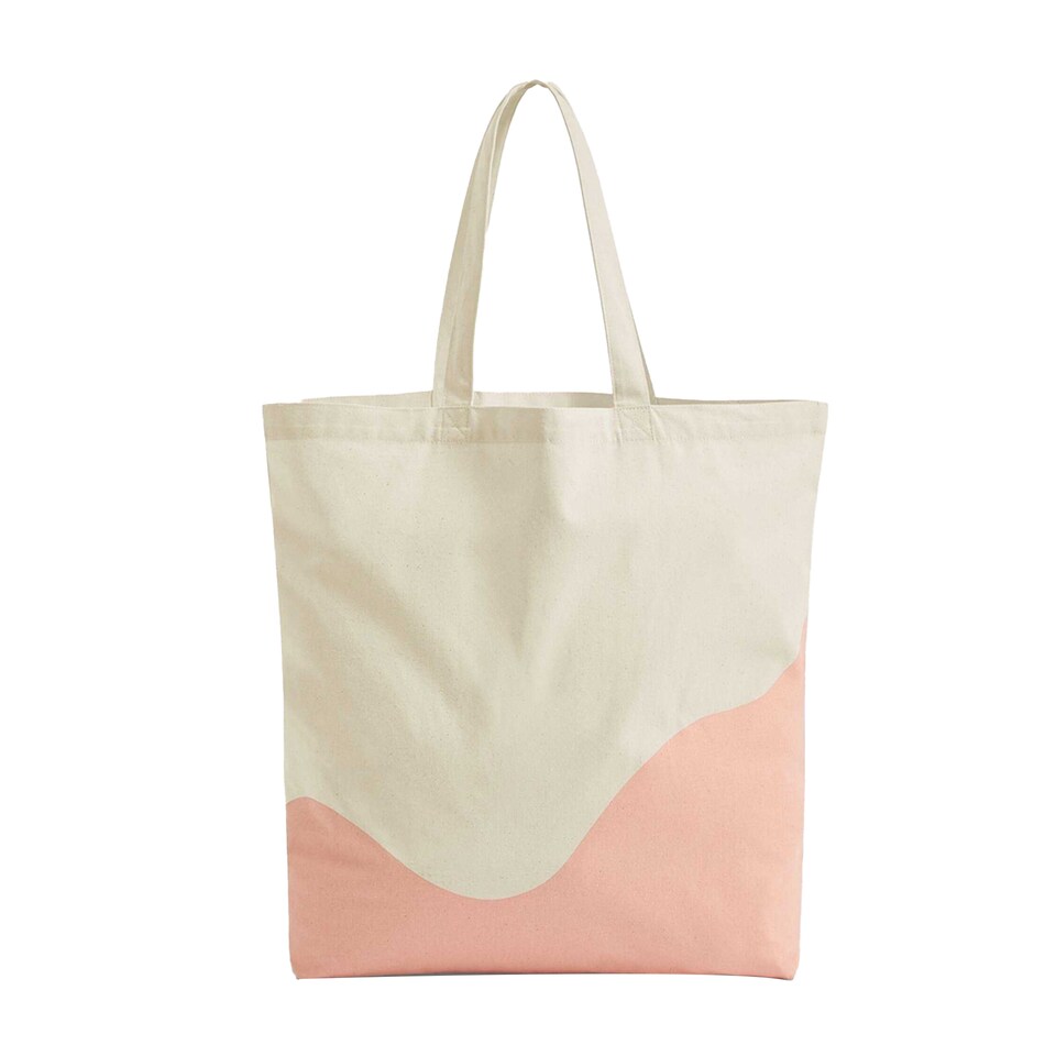 image 1 of Westford Mill Wave Pattern Maxi Tote Bag | Orange | Natural/Peach | One Size | 1