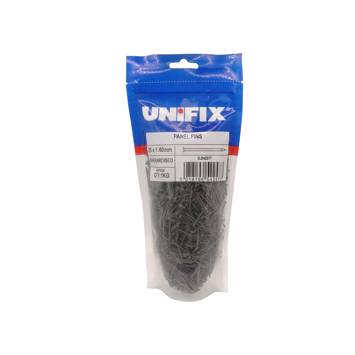 Unifix Sherardised Panel Pins 25 x 1.60mm - 500g in Dark Grey