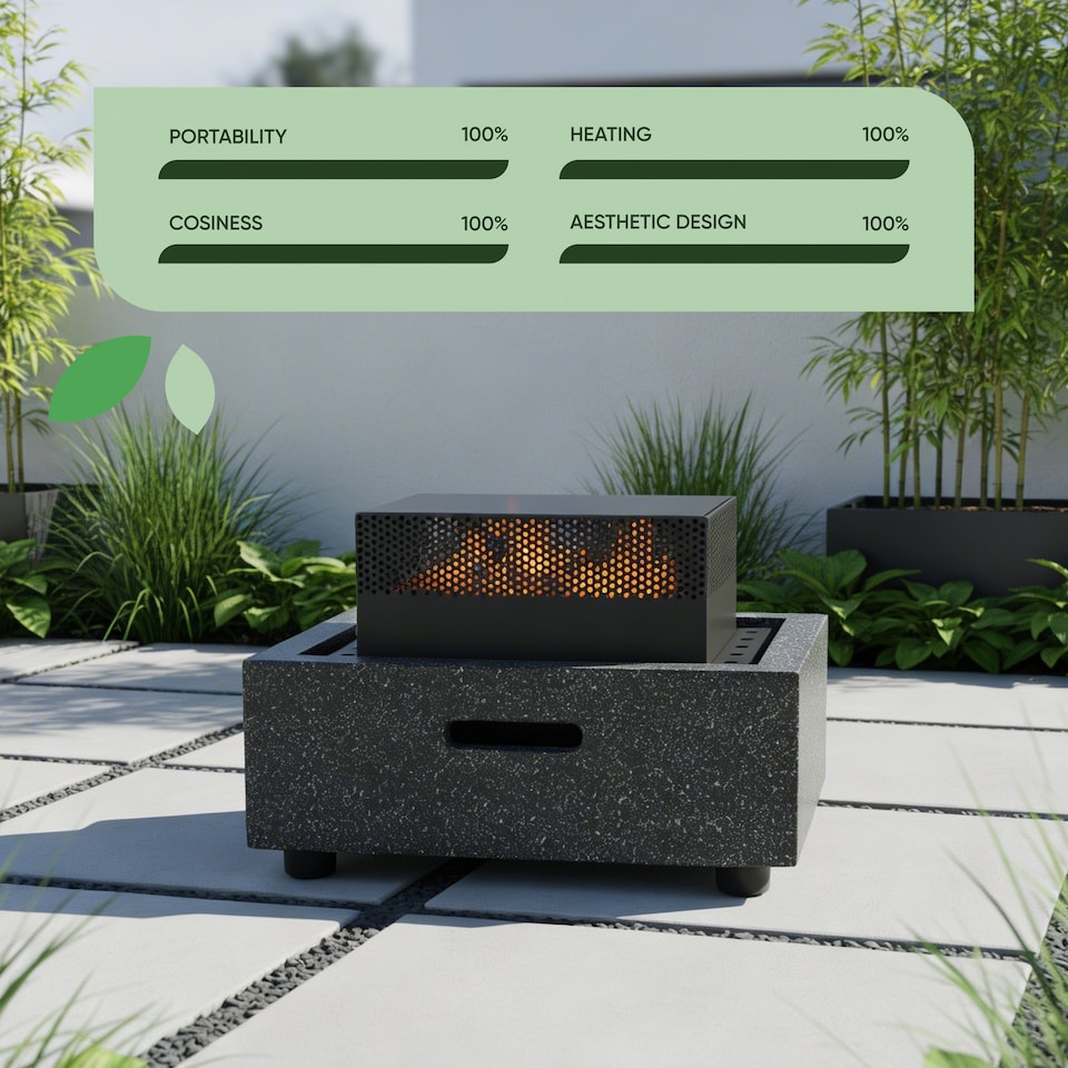 image 1 of Gardenwize MGO Square Fire Pit BBQ Modern Outdoor Charcoal Grill