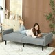 image 8 of HOMCOM Upholstered Sofa bed 3 Seater Home Theater with Storage Light Grey
