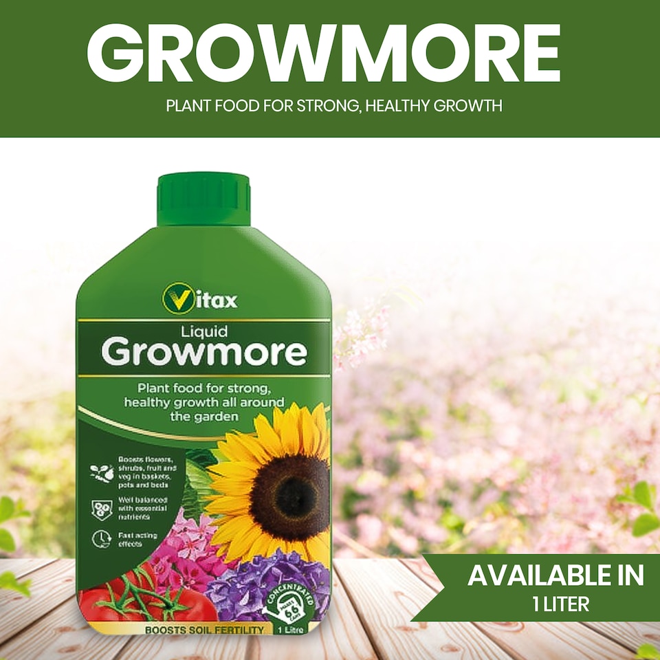 image 1 of Vitax Liquid Growmore 1L Concentrated All Purpose Plant Feed for Lawns Vegetables Flowers NPK Fertiliser Growth Boost