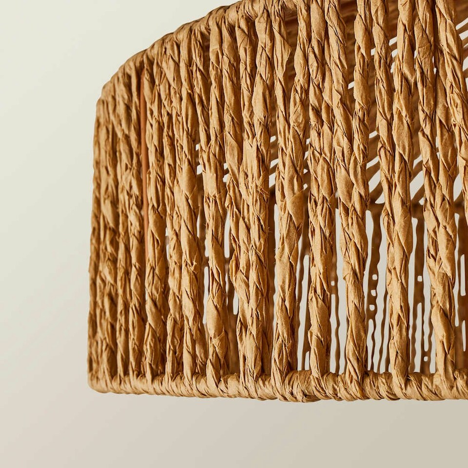 image 1 of ValueLights Elcano Woven Rope Lamp Shade and LED Bulb Brown