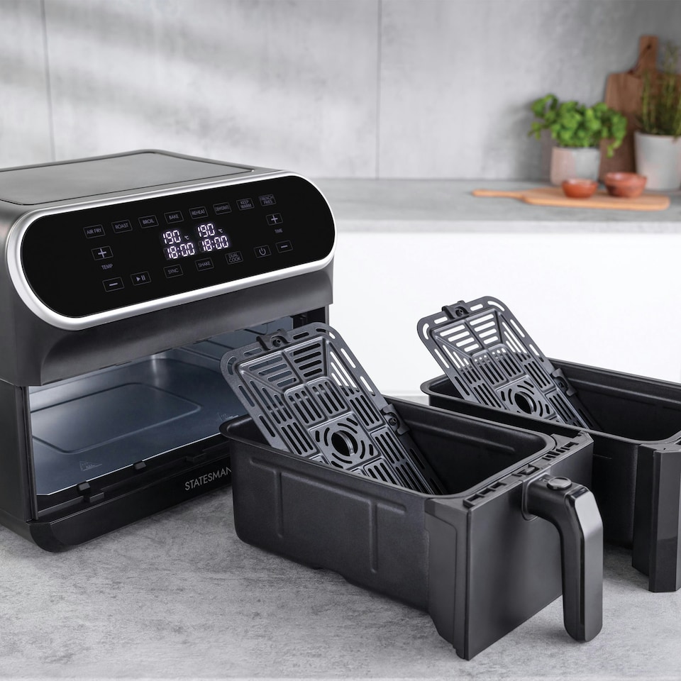 image 1 of Statesman SKAF08017BK Digital Dual Zone Air Fryer, 8 Litre, Black