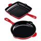 image 1 of Cooks Professional 2 Piece Cast Iron Frying Pan & Skillet Set with Enamel Interior - Oven Safe & All Hob Compatible | Red | Red
