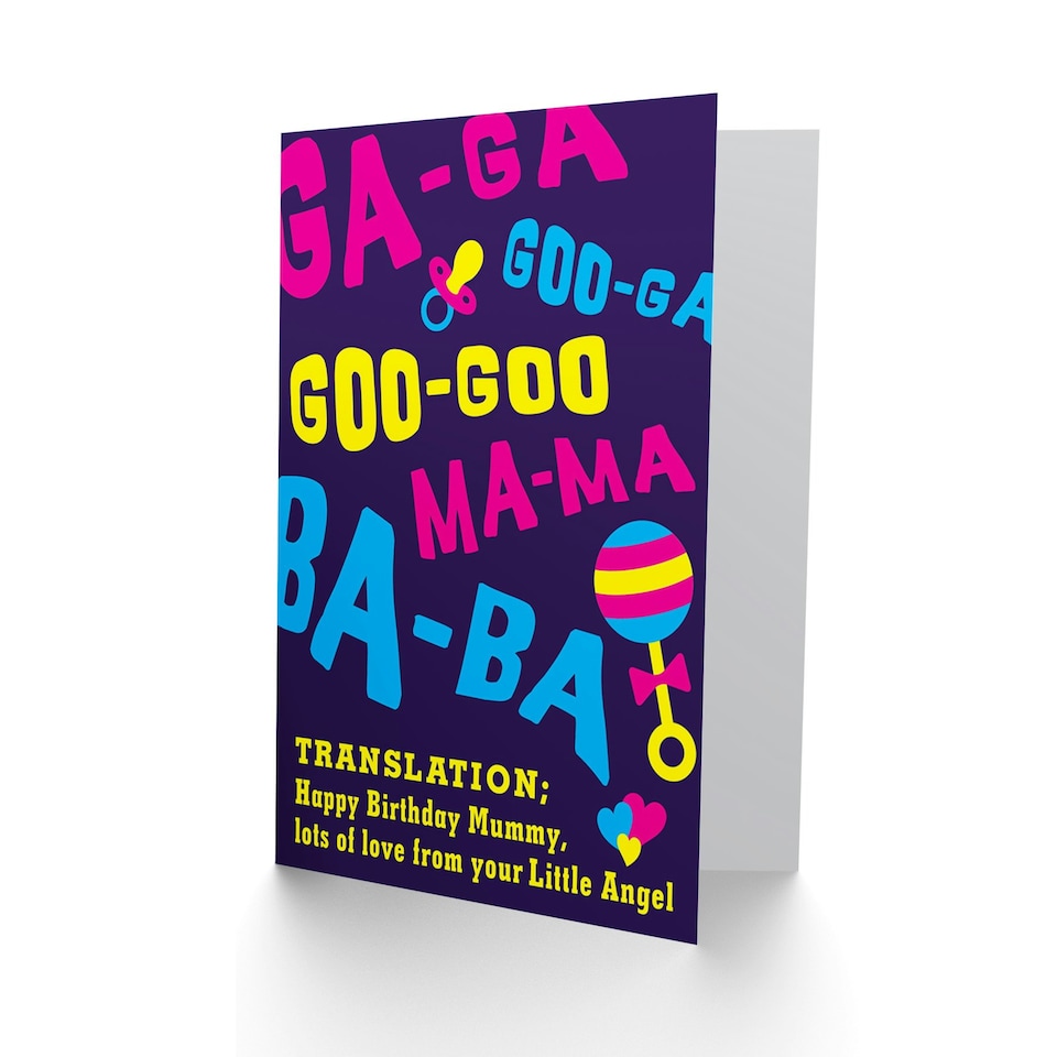 image 1 of Happy Birthday Mummy Mum From Baby Translation Funny Birthday Card
