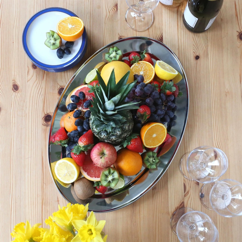 image 1 of Argon Tableware 6x Oval Serving Platters - 60 x 41cm - Stainless Steel Dinner Tray Oval Plate Small Appetizer Serving Dishes