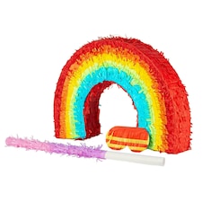 Fax Potato 3pc Rainbow Pinata Set with Stick & Blindfold - Pink Stick