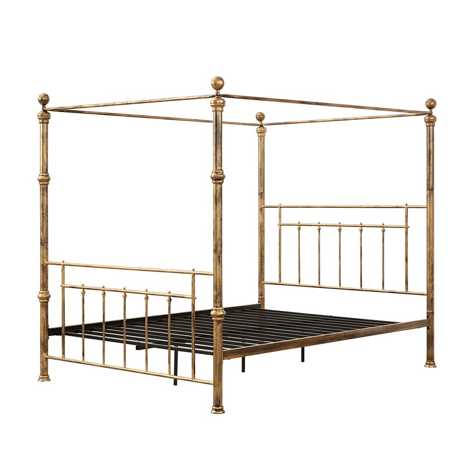 image 1 of Welwyn Vintage Victorian 4 Poster Antique Brass Metal Bed Frame (Double)