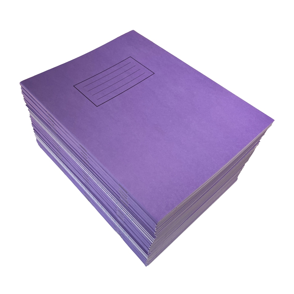 image 1 of Pack of 10 Janrax 9x7" Purple 80 Pages Feint and Ruled Exercise Books
