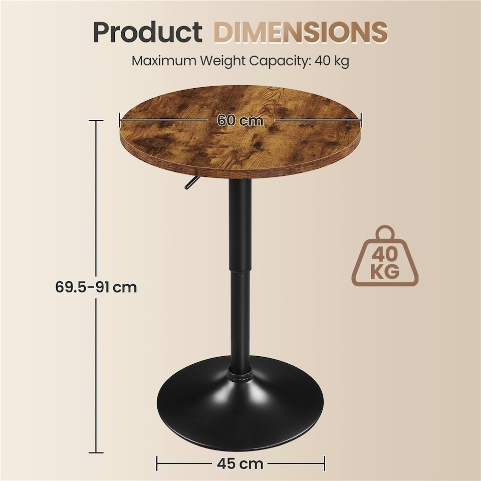 image 1 of Yaheetech  Adjustable Pub Round Table