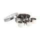 image 1 of Buckingham Stainless Steel Massala Dabba set , 7 cups + 1 Spoon , 20.5 cm with Acrylic / SS Lid | Silver