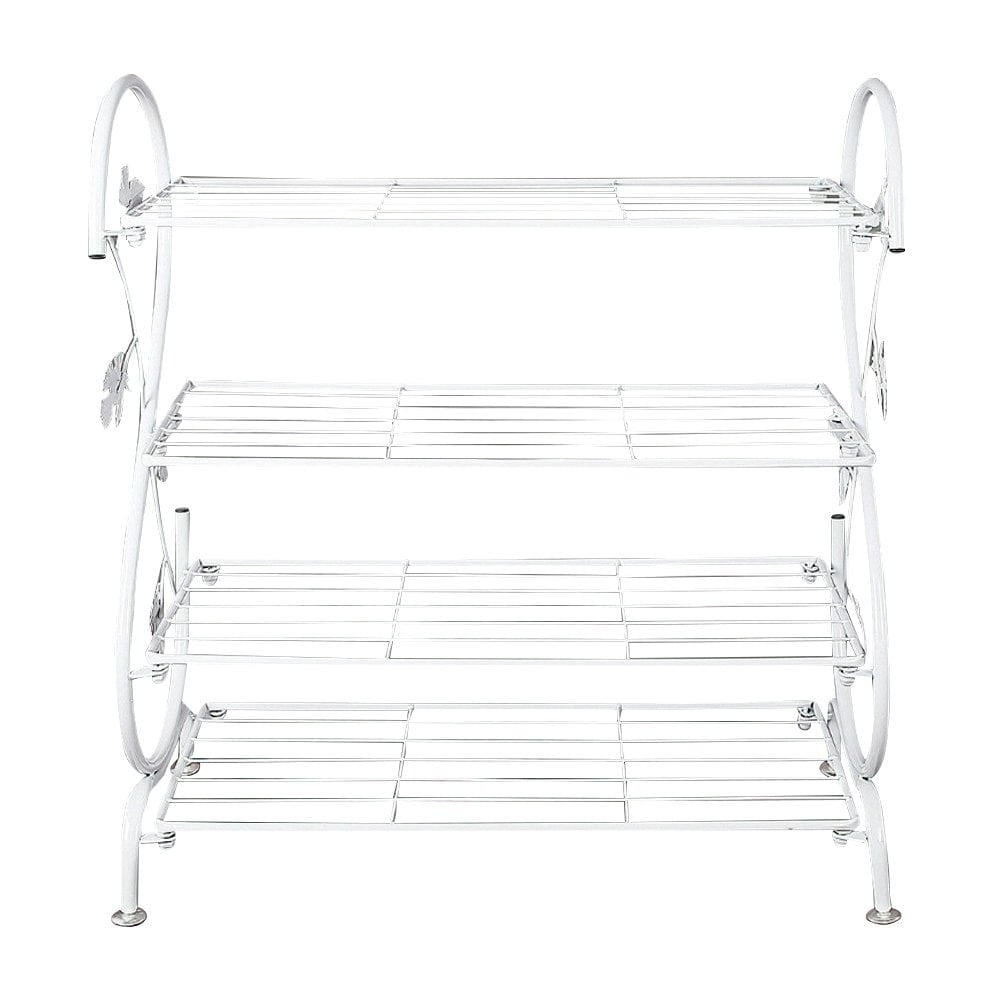 Living and Home 4 Tier Metal Shoe Rack- White