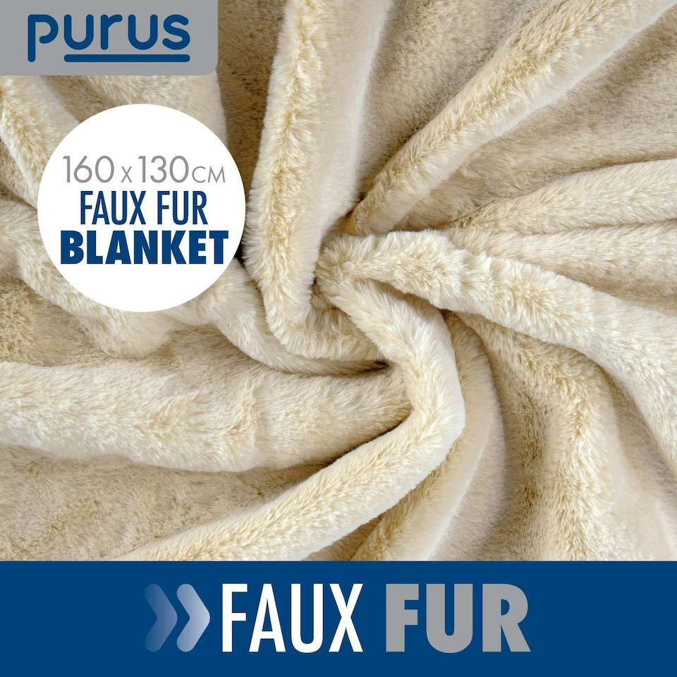 image 1 of Purus Faux Fur Electric Heated Throw Blanket 160x130cm Cream | Cream | Cream | One Size | 1