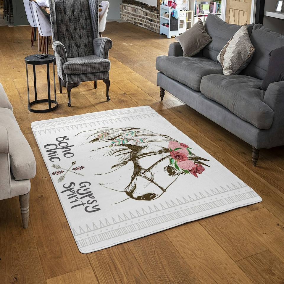 image 1 of horse with flower Chic (Rug) Multi | XL: 160x230cm