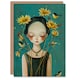 image 1 of Young Snow White Girl Birds Floral Portrait Her Birthday Card