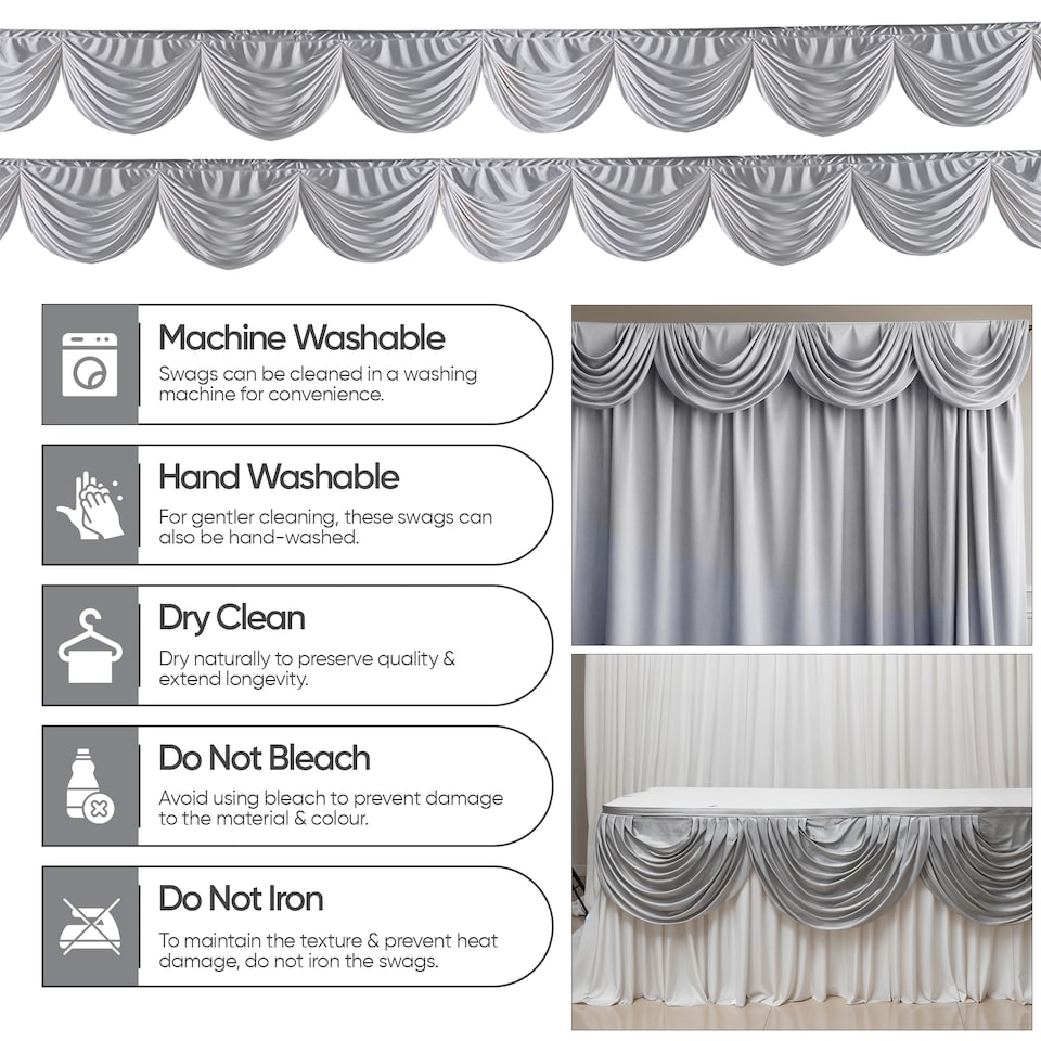 image 1 of 3M Ice Silk Wedding Drapery, Detachable Backdrop Curtain - 1pc