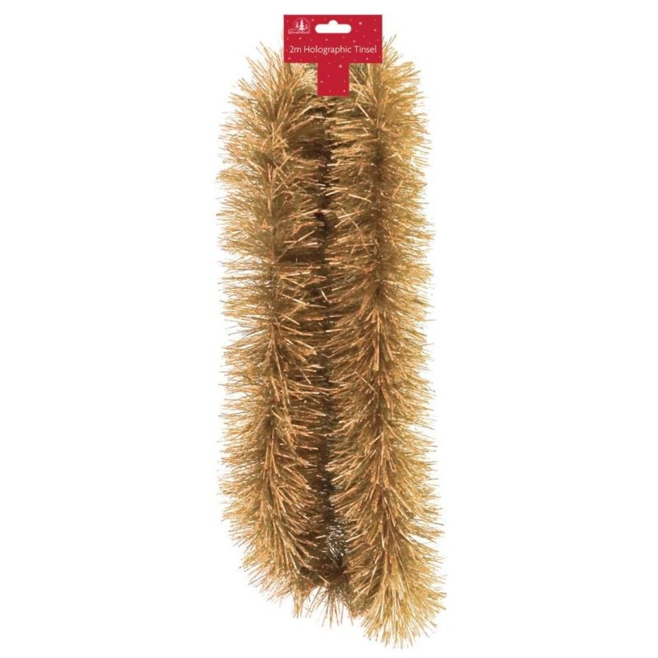 image 1 of 2m Gold Christmas Holographic Luxury Tinsel