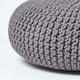 image 4 of Homescapes Dark Grey Large Round Cotton Knitted Pouffe Footstool | Grey | 70 x 23 cm
