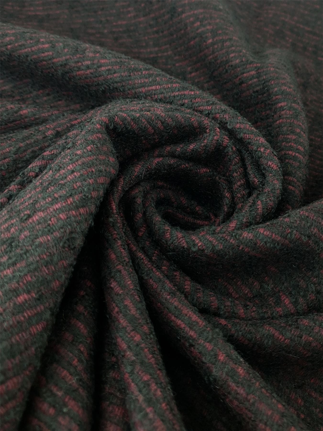 Lady McElroy Black & Claret Wool Tweed Coating Dressmaking Fabric, 145cm / 57" Wide - per metre