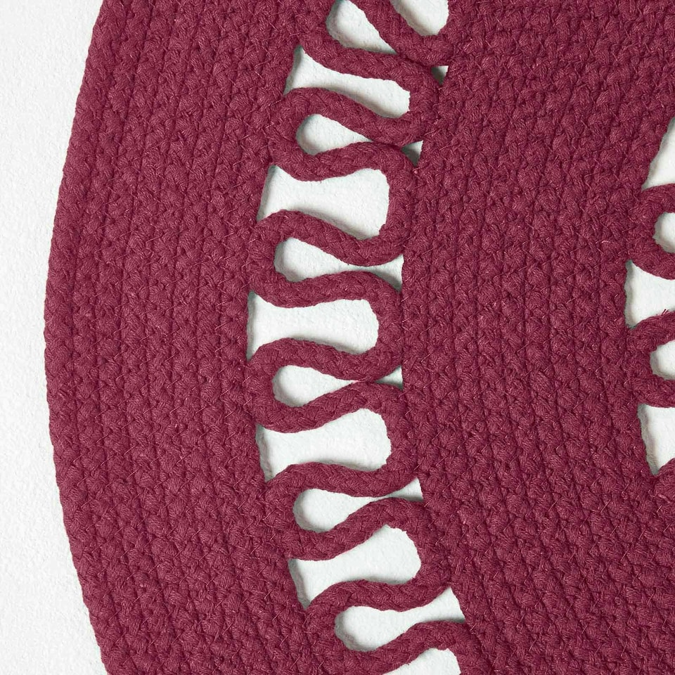 image 1 of Homescapes Plum Crochet Braided Rug - 70cm Round | Purple | Plum