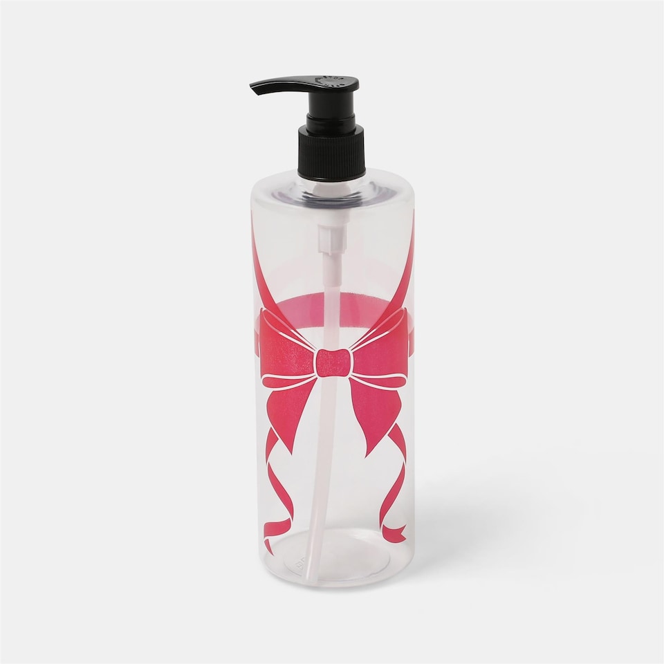image 1 of OHS Bow Wrapped Dispenser Bottles, Clear/Hot Pink - 3 Pack
