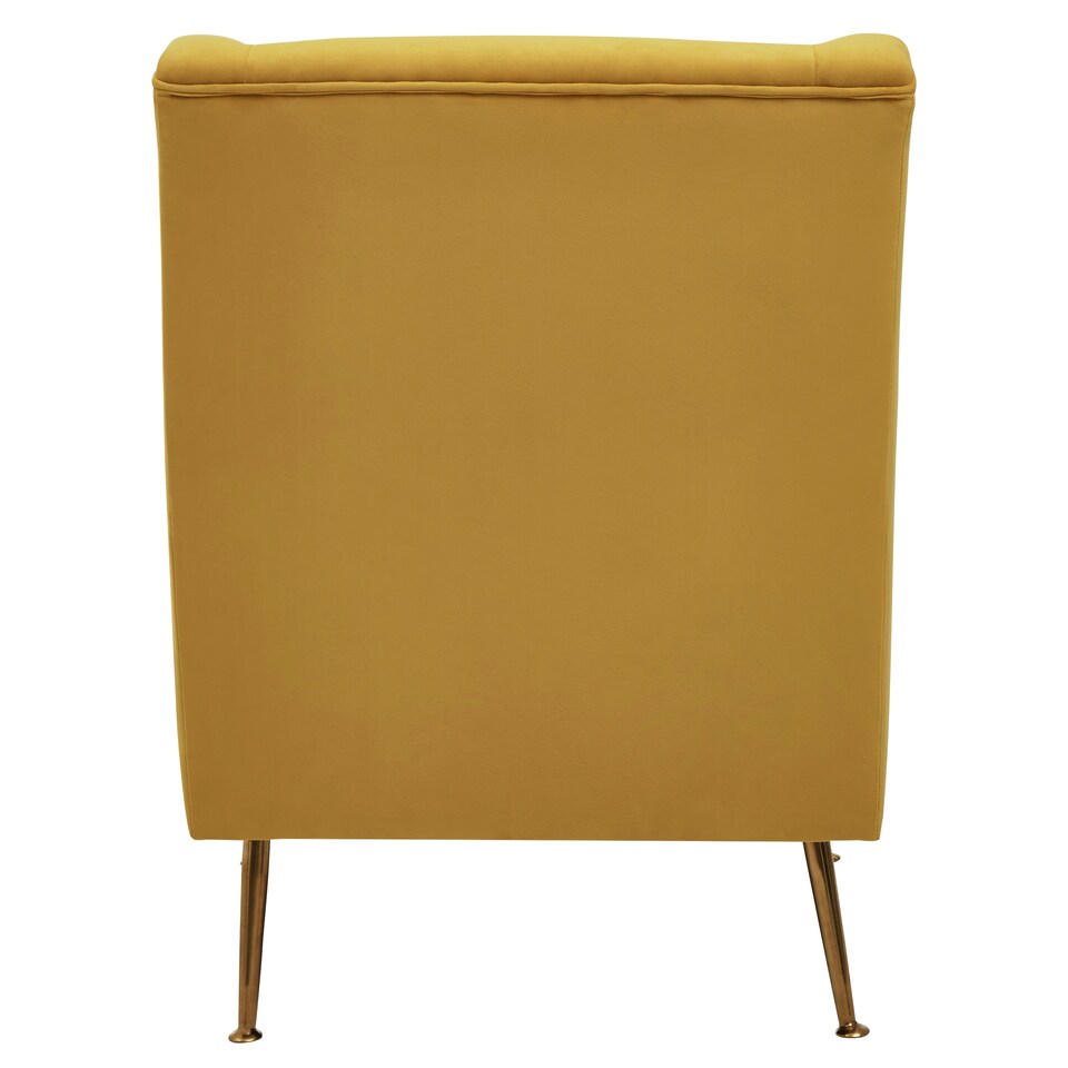 image 1 of Interiors by Premier Yellow Velvet Armchair for Lounge, Angular Gold Leg Chair with Velvet Upholstery for Living Room, Home