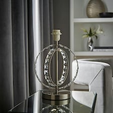 ValueLights Modern Chrome Acrylic Jewel Intertwined Double Hoop Design Table Lamp Base | Grey