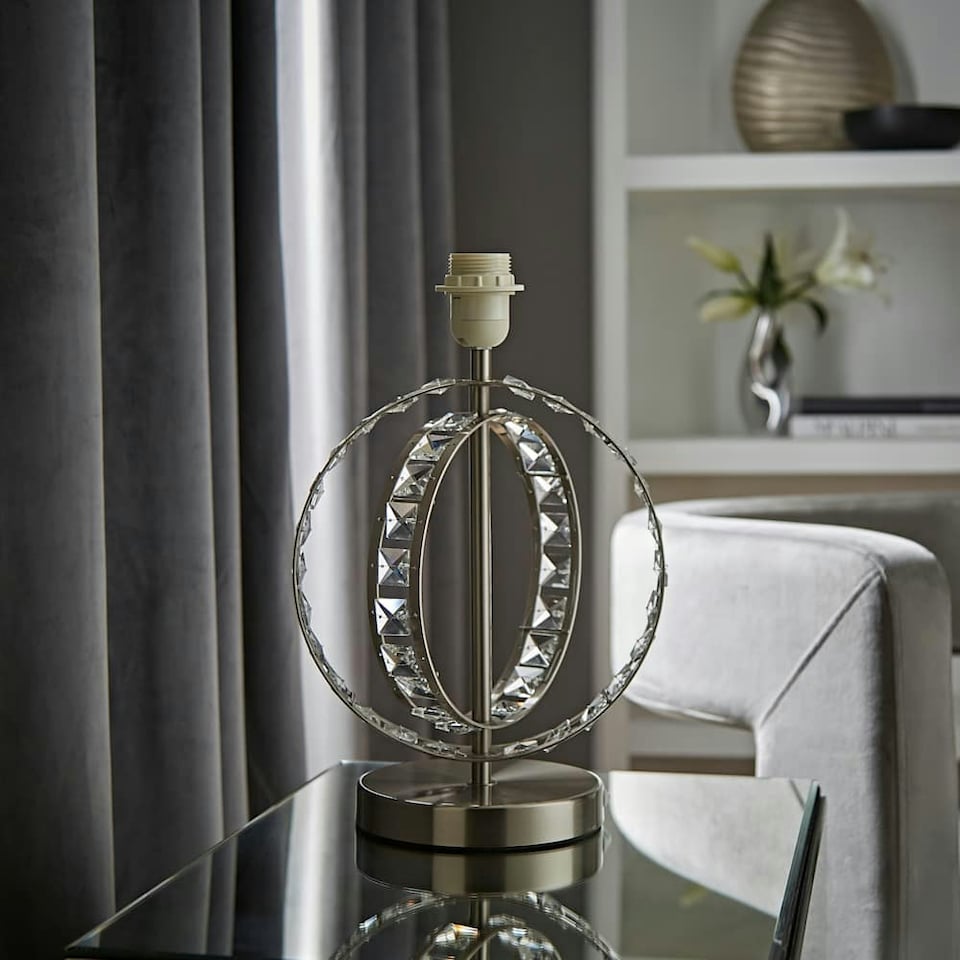 image 1 of ValueLights Modern Chrome Acrylic Jewel Intertwined Double Hoop Design Table Lamp Base | Grey