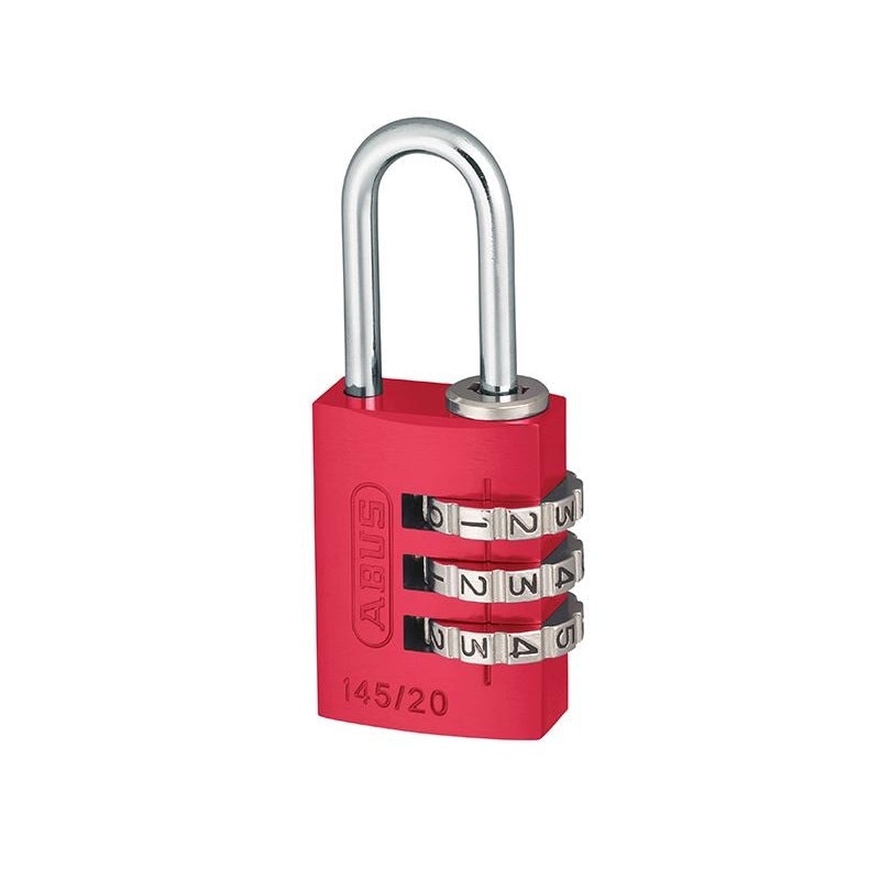 Abus Mechanical 145 Series Aluminium Combination Padlock - Red - 20 mm