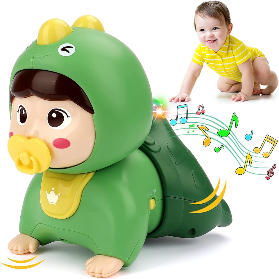 image 1 of Interactive Crawling Baby Doll Toy with Music & Lights (GREEN)