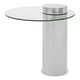 image 1 of Interiors by Premier Clear Glass Side Table with Silver Base, Round Tempered Glass C‑Shape Accent Table, Steel Silver‑Finish Silver